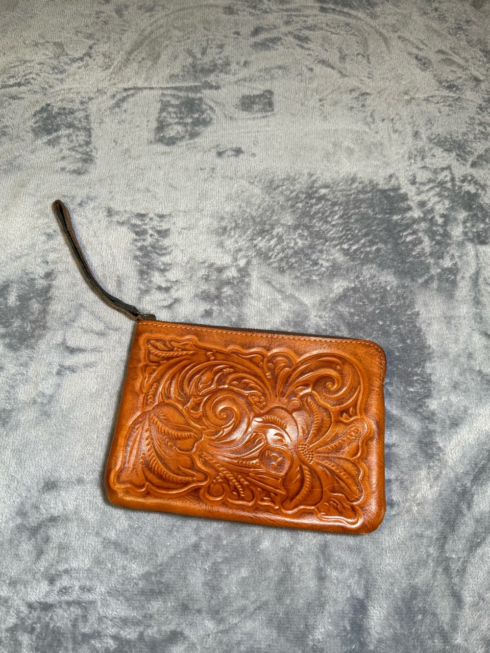Patricia Nash Hand-Tooled Brown Leather Wristlet